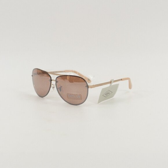 Fossil Unisex Aviator Rose Gold Frames Red Lenses Sunglasses 537836 OS